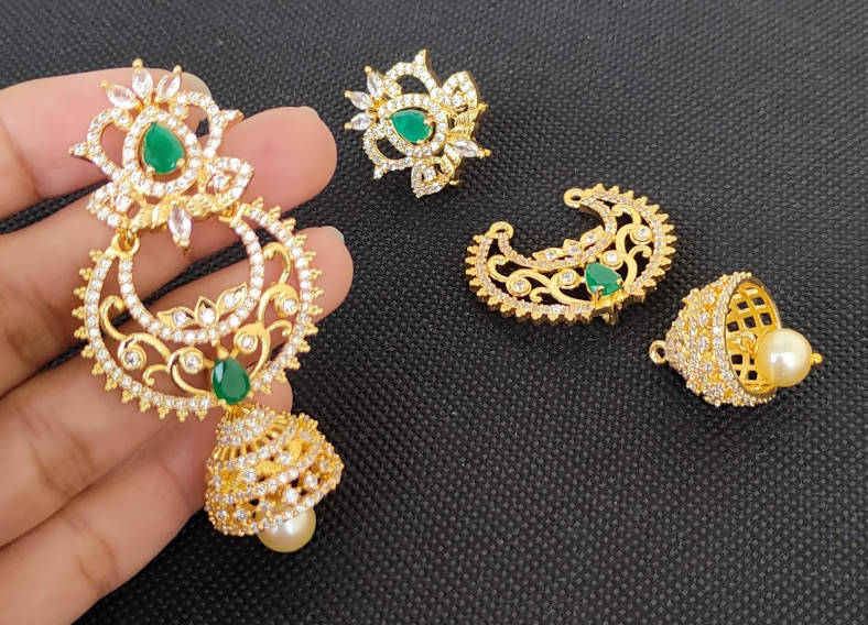 AD Emeralds Designer Jhumkas