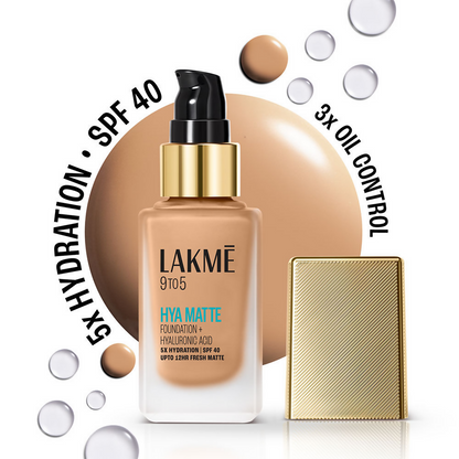 Lakme 9to5 Hya Matte Foundation + Hyaluronic Acid - Warm Wood