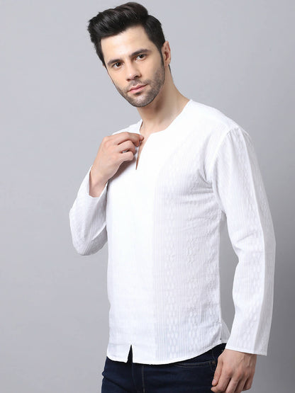 Even Apparels White Pure Cotton Embroided Men's Kurta
