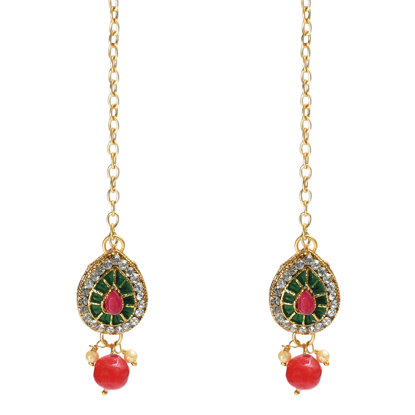 Mominos Fashion Johar Kamal Gold-Polished Brass Finish Meena & Pearls Work Choker For Women