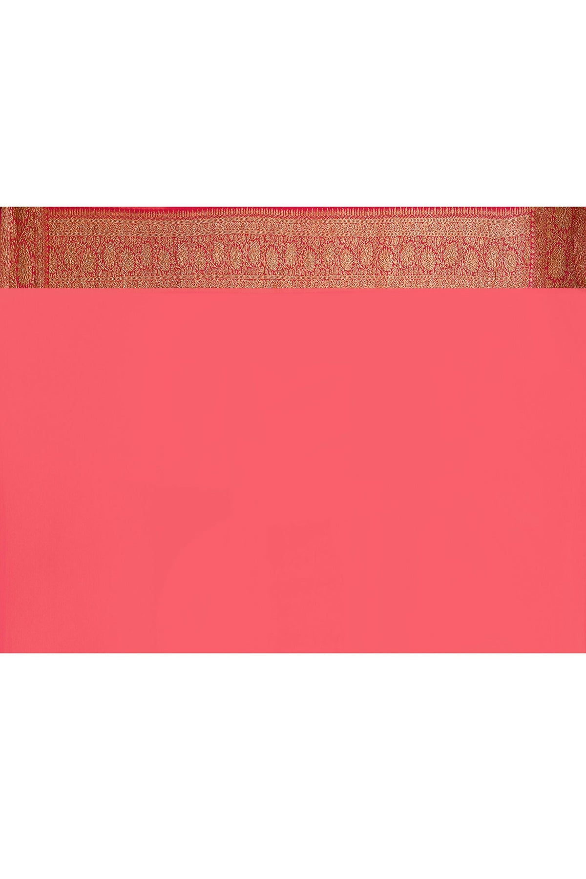 Joban Fashion Orange Crepe Chiffon Pure Handloom Banarasi Silk Saree