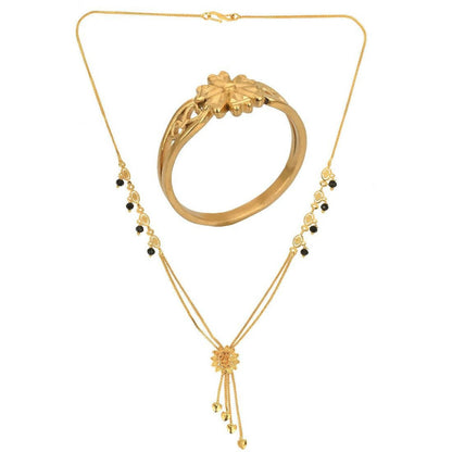 AanyaCentric Gold-Polished Mangalsutra & Ring Set