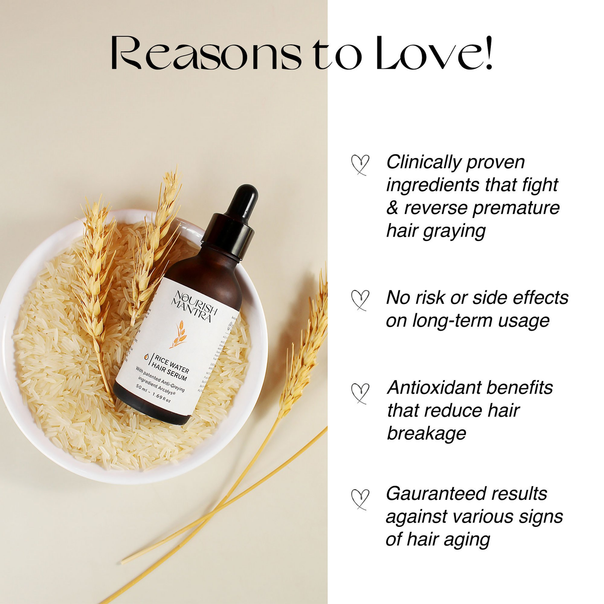 Nourish Mantra Anti-Greying Hair Serum With Rice Water & Arcolys to Stop Premature Hair Greying