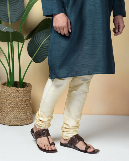 Stepsoft Men'S Brown Sqaure Toe Kolhapuri Chappal | Handcrafted Leather Slip-On Ethnic Footwear