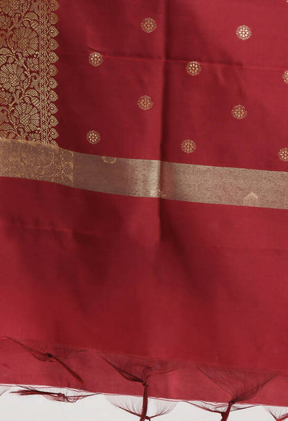 Mominos Fashion Moeza Women's Banarsi Silk Woven Design Maroon Dupatta