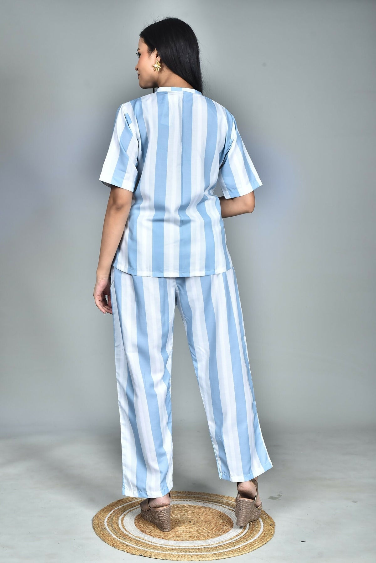 Morchari Digital Print Semi Muslin Co-Ord Set Top & Trouser-Multicolor