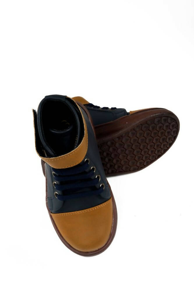 Tiny Bugs Boys Party Wear Mid Top Boots - Navy