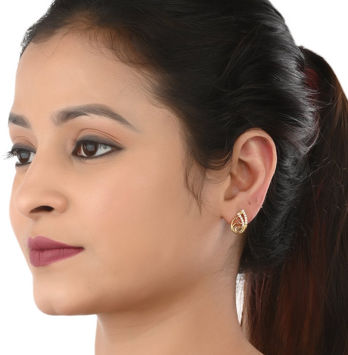AanyaCentric Stylish Silver Plated Anklet & Gold-Polished American Diamond Earring Combo for Girls & Women