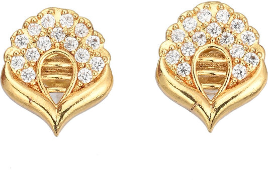 AanyaCentric Elegant Gold-Polished Ad American Diamond Earrings for Women Girls of All Ages