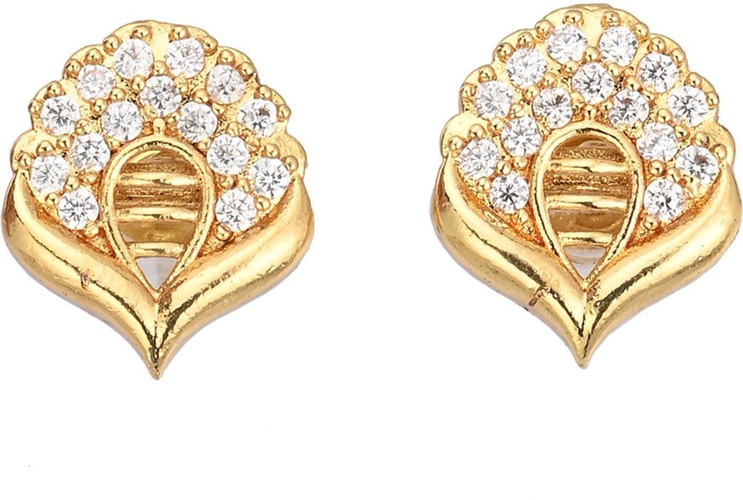 AanyaCentric Gold-Polished Jewelry Combo: Elegant Short Mangalsutra, Finger Ring, and American Diamond Earrings Set