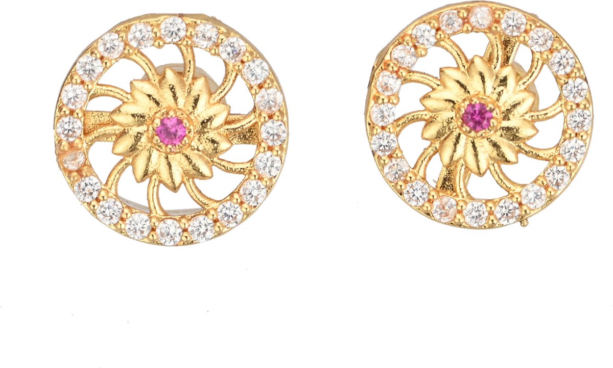 AanyaCentric Elegant Gold-Polished Ad American Diamond Earrings for Women Girls of All Ages