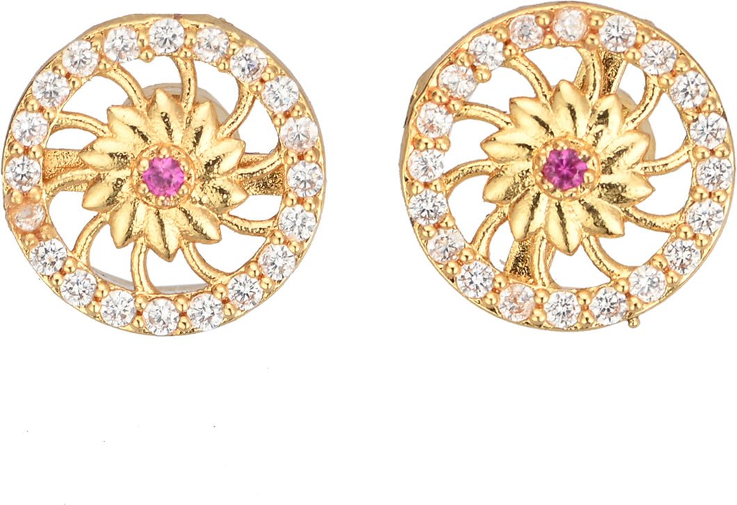 AanyaCentric Gold-Polished Jewelry Combo: Elegant Short Mangalsutra, Finger Ring, and American Diamond Earrings Set