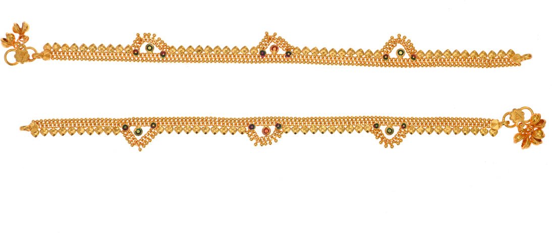 AanyaCentric Gold-Polished White Metal Payal Indian Traditional Ethnic Fashion Imitation Jewellery Foot Chain