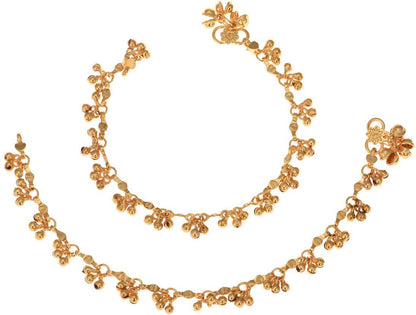 AanyaCentric Gold-Polished White Metal Payal Indian Traditional Ethnic Fashion Imitation Jewellery Foot Chain
