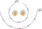 AanyaCentric Stylish Silver Plated Anklet & Gold-Polished American Diamond Earring Combo for Girls & Women