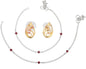 AanyaCentric Stylish Silver Plated Anklet & Gold-Polished American Diamond Earring Combo for Girls & Women