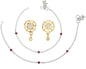 AanyaCentric Stylish Silver Plated Anklet & Gold-Polished American Diamond Earring Combo for Girls & Women