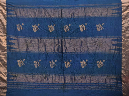 Navy Bandhani Uppada Silk Handloom Saree with Nilambari Buta Design - Global Threads