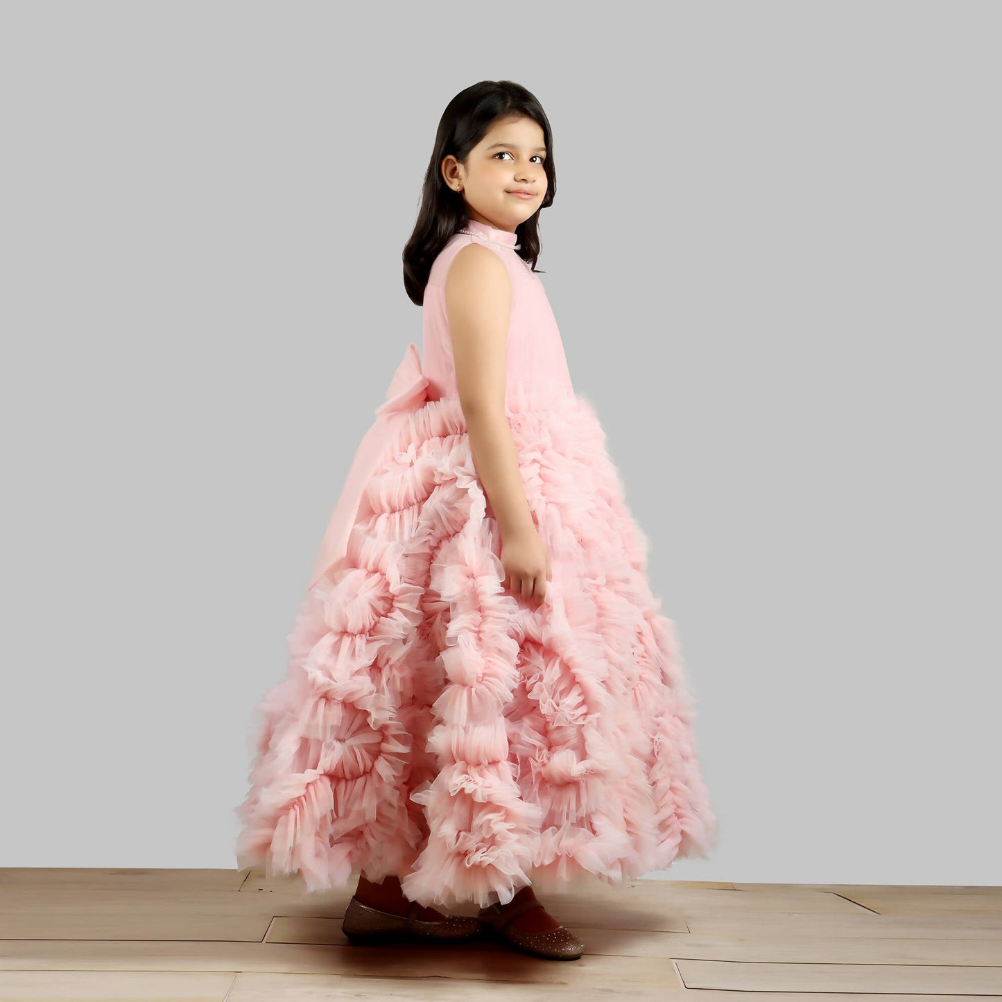 Pink Cow Fashions Old Rose Gown With Frill Ghera