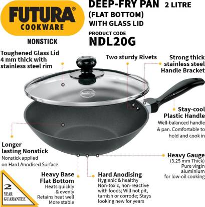 Hawkins Futura Non-stick Deep Fry Pan with Glass Lid 2 L (NDL20G)