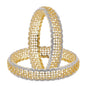 Gold-Polished Alloy American Diamond Broad Bangle Set - The Pari