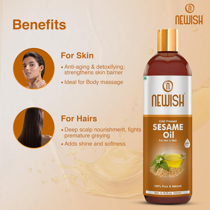 Newish Cold Pressed Sesame Oil For Hair & Skin