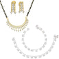 AanyaCentric Gold-Polished Mangalsutra Pendant Earring Set & Silver Plated Anklet