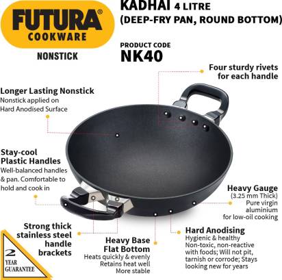 Hawkins Futura Non-stick Kadhai 30 cm Diameter 4 L (NK40)