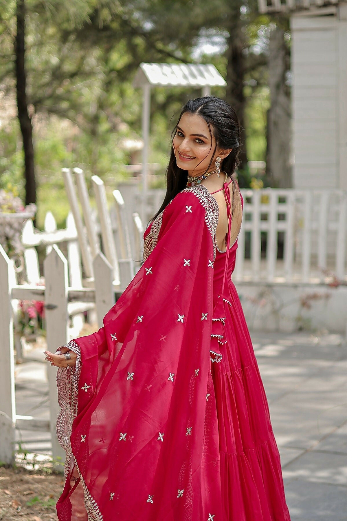 Joban Fashion Pink Georgette Sequence Embroidery Work Kurta Set