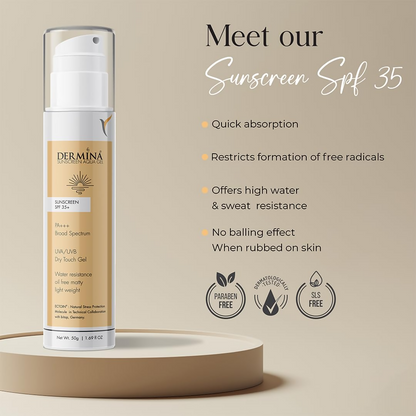 DERMINA Sunscreen Aqua Gel SPF 35+ PA+++ Broad Spectrum