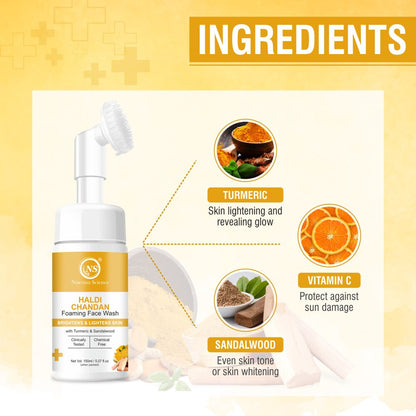 Nuerma Science Haldi Chandan Foaming Face Wash | Improve Skin Texture & Reduces Acne