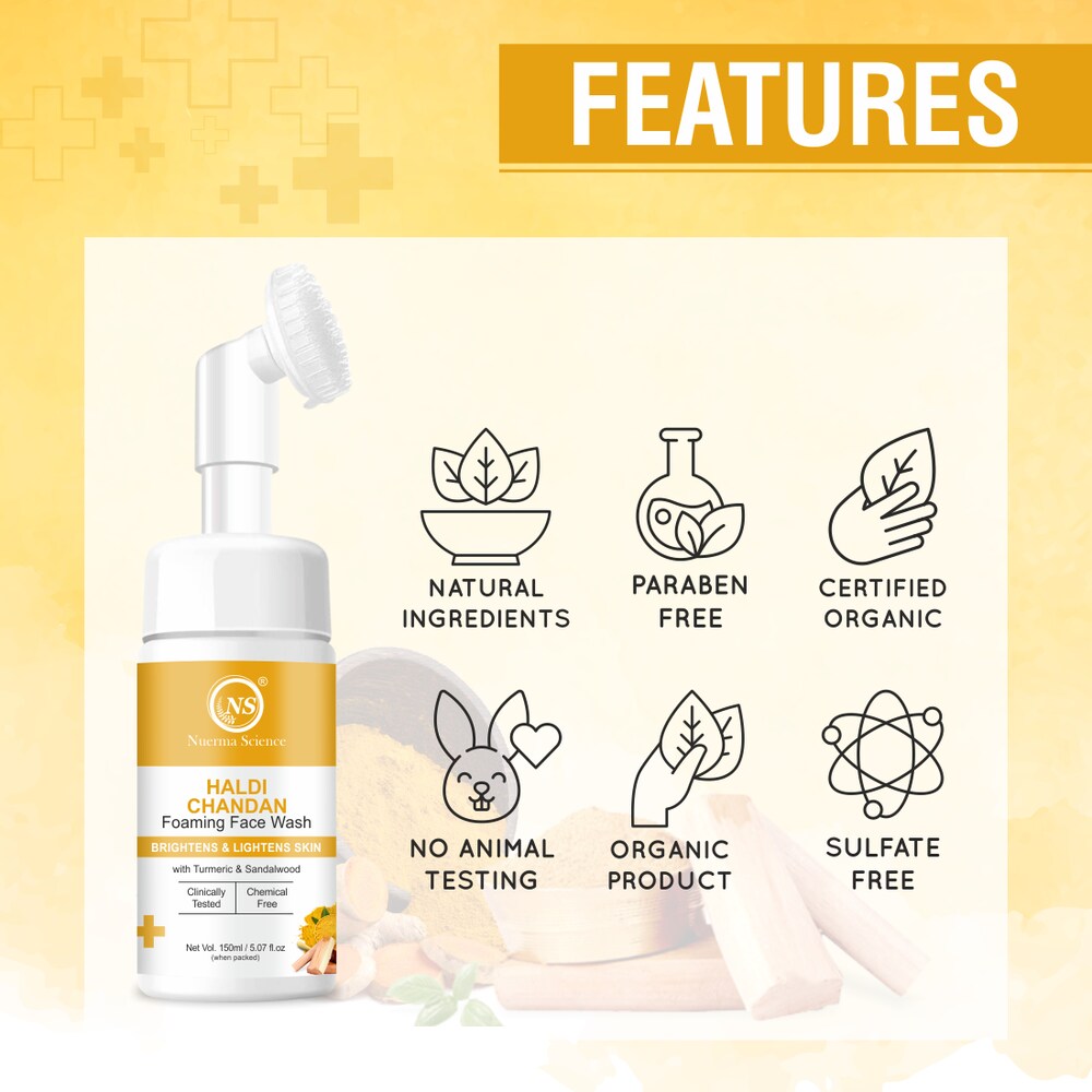 Nuerma Science Haldi Chandan Foaming Face Wash | Improve Skin Texture & Reduces Acne