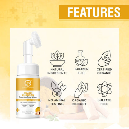 Nuerma Science Haldi Chandan Foaming Face Wash | Improve Skin Texture & Reduces Acne
