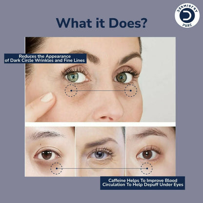 Dermistry Pure 0.6% Retinol 5% Caffeine Under Eye Serum Puffiness Fine Line Wrinkles Puffy Dark Eyes
