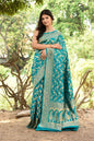 Joban Fashion Green Banarasi Soft Pure Handloom Banarasi Silk Saree