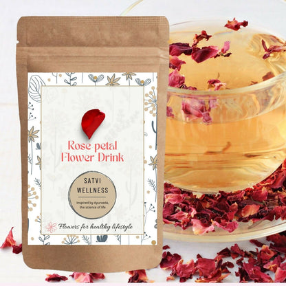 Satvi Wellness Rose Petal Flower Tea | Rose Petal Tea | Rose Flower Drink Mix | Herbal Tea