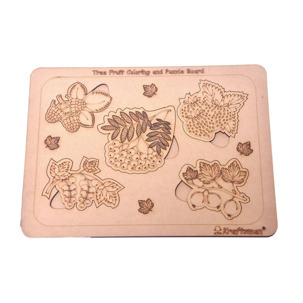 Kraftsman Tree Fruits with Leaves Puzzle Board | Color Kit included