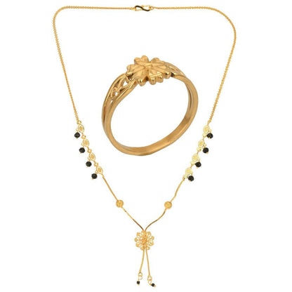 AanyaCentric Gold-Polished Mangalsutra & Ring Set