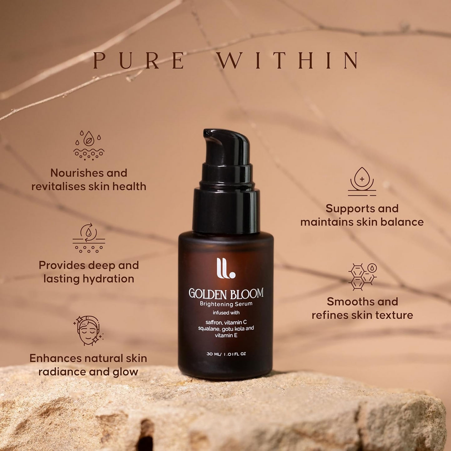 Tone & Tint Golden Bloom Brightening Serum With Kumkumadi & Saffron