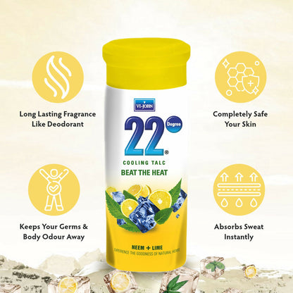 VI-JOHN 22 Degree Cooling Talc Beat the Heat Neem and Lime