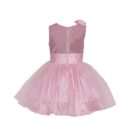 Asmaani Baby Girl's Pink Color Satin Knee Length Frock (AS-DRESS-22030)