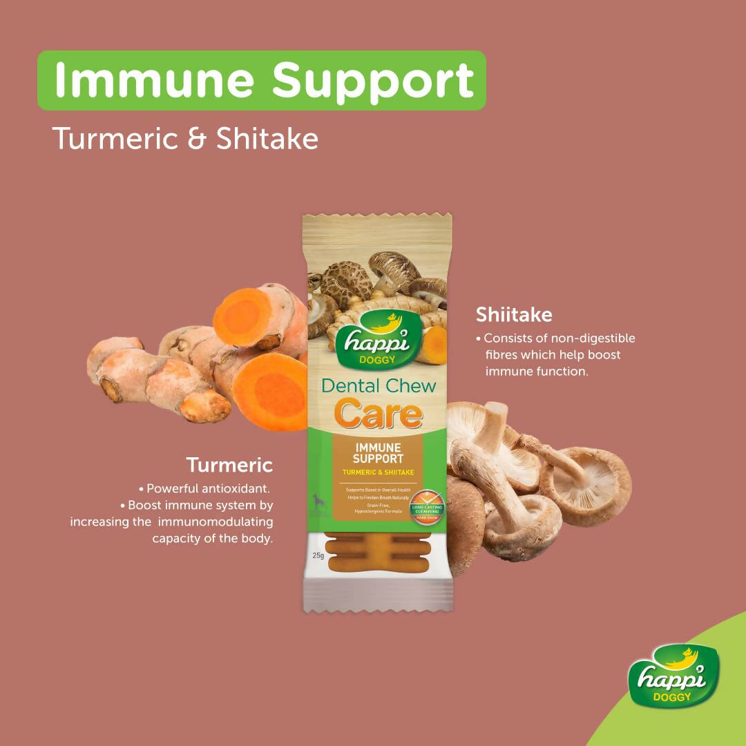 Happi Doggy Dental Chew Care Immune Support Turmeric & Shiitake