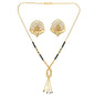 AanyaCentric Gold-Polished Short Mangalsutra Set with Earrings