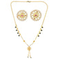 AanyaCentric Gold-Polished Short Mangalsutra Set with Earrings