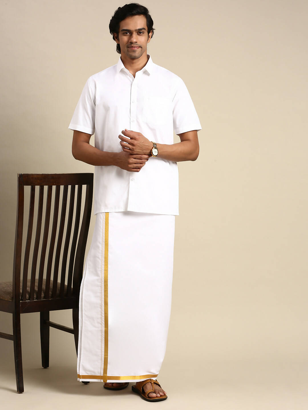 Ramraj Cotton Mens Half Sleeve White Shirt Plus Size - Pure Cotton