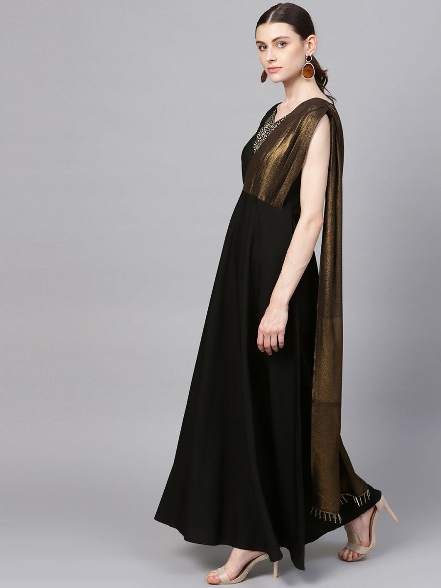 Ahalyaa Black Crepe Dress