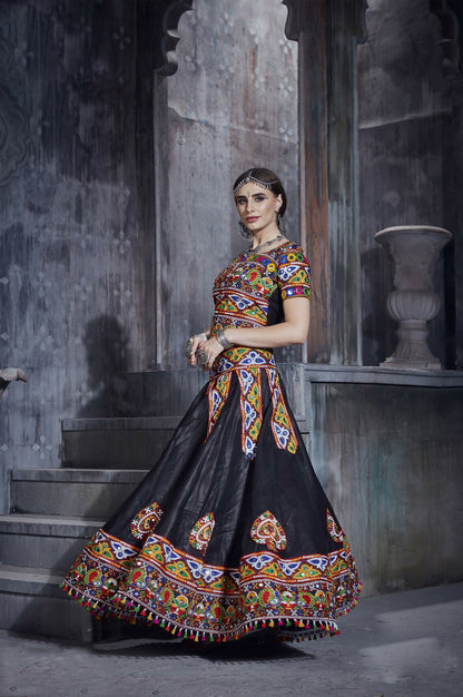 AI Fashion Black Art Silk Designer Navratri Lehenga Choli Collection