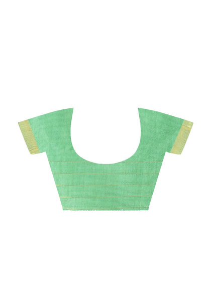 Mominos Fashion Moeza Sea Green Bhagalpuri Handloom Silk Raj Shree Saree with unstitched Blouse piece