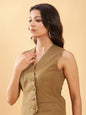 BohoJazz In-action Olive Green Tailored Waistcoat with Trousers Co-ord Set