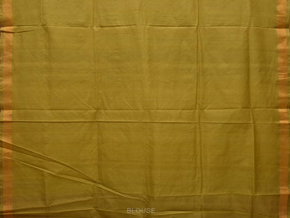 Olive Uppada Cotton Handloom Saree with Jamdani Pallu Design - Global Threads